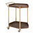 27" Walnut And Brass Wood and Steel Rolling Bar Cart