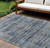 9' X 12' Denim Blue And Ivory Striped Washable Indoor Outdoor Area Rug - Denim Blue, Ivory