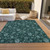 10' X 14' Teal Blue And Aqua Floral Washable Indoor Outdoor Area Rug - Teal Blue, Aqua