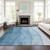 10' X 14' Denim Blue And Navy Blue Ombre Washable Indoor Outdoor Area Rug