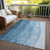 10' X 14' Denim Blue And Navy Blue Ombre Washable Indoor Outdoor Area Rug