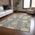 8' X 10' Gray Ivory And Green Floral Washable Indoor Outdoor Area Rug