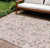8' X 10' Pink Green And Gray Floral Washable Indoor Outdoor Area Rug