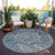8' Blue Round Medallion Washable Indoor Outdoor Area Rug