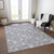 10' X 14' Gray Silver And Ivory Floral Washable Indoor Outdoor Area Rug