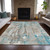 10' X 14' Teal Blue And Ivory Abstract Washable Indoor Outdoor Area Rug - Teal Blue, Ivory