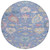 8' Blue Pink And Ivory Round Floral Washable Indoor Outdoor Area Rug
