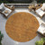 8' Copper And Ivory Round Geometric Washable Indoor Outdoor Area Rug - Copper, Ivory