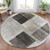 8' Ivory And Black Round Geometric Washable Indoor Outdoor Area Rug - Ivory, Black