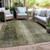 8' X 10' Olive Green And Ivory Abstract Washable Indoor Outdoor Area Rug - 880016391077