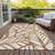 10' X 14' Orange Beige And Copper Floral Washable Indoor Outdoor Area Rug