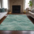 8' X 10' Teal Blue And Ivory Abstract Washable Indoor Outdoor Area Rug - 880016453294