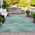 8' X 10' Teal Blue And Ivory Abstract Washable Indoor Outdoor Area Rug - 880016453294