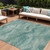 8' X 10' Teal Blue And Ivory Abstract Washable Indoor Outdoor Area Rug - Teal Blue, Ivory