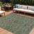 8' X 10' Olive Green Fern Green And Silver Geometric Washable Indoor Outdoor Area Rug
