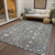 10' X 14' Charcoal Ivory And Green Oriental Washable Indoor Outdoor Area Rug