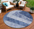 8' Navy Blue And Denim Blue Round Geometric Washable Indoor Outdoor Area Rug - 608219023805