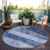 8' Navy Blue And Denim Blue Round Geometric Washable Indoor Outdoor Area Rug - 608219023805