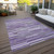 9' X 12' Purple And Gray Striped Washable Indoor Outdoor Area Rug