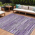 9' X 12' Purple And Gray Striped Washable Indoor Outdoor Area Rug