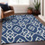 10' X 14' Navy Blue And Ivory Trellis Washable Indoor Outdoor Area Rug