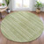 8' Sage And Ivory Round Striped Washable Indoor Outdoor Area Rug