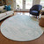 8' Aquamarine Aqua And Ivory Round Abstract Washable Indoor Outdoor Area Rug