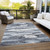 9' X 12' Gray And Silver Abstract Washable Indoor Outdoor Area Rug Transitional Style - Gray, Silver Color