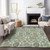 10' X 14' Artichoke Green And Fern Green Damask Washable Indoor Outdoor Area Rug