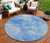 8' Denim Blue And Sky Blue Round Nautical Washable Indoor Outdoor Area Rug