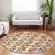 8' Copper And Ivory Round Abstract Washable Indoor Outdoor Area Rug - 880016468137