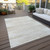 8' X 10' Ivory And Beige Striped Washable Indoor Outdoor Area Rug - Ivory, Beige