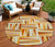 8' Orange Ivory And Copper Round Geometric Washable Indoor Outdoor Area Rug