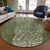 8' Olive Green And Artichoke Green Round Abstract Washable Indoor Outdoor Area Rug