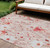 9' X 12' Salmon And Coral Floral Washable Indoor Outdoor Area Rug