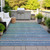 10' X 14' Teal Blue And Copper Striped Washable Indoor Outdoor Area Rug