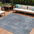 8' X 10' Blue And Gray Abstract Washable Indoor Outdoor Area Rug - Blue, Gray