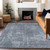 8' X 10' Blue And Gray Abstract Washable Indoor Outdoor Area Rug - Blue, Gray
