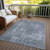 8' X 10' Blue And Gray Abstract Washable Indoor Outdoor Area Rug - Blue, Gray