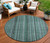 8' Teal Blue Aqua And Gray Round Striped Washable Indoor Outdoor Area Rug - 880016856620