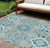 9' X 12' Teal Blue Green And Ivory Oriental Washable Indoor Outdoor Area Rug - Teal Blue, Green, Ivory