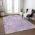 8' X 10' Purple Ivory And Denim Blue Floral Washable Indoor Outdoor Area Rug