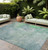 9' X 12' Teal Abstract Washable Non Skid Indoor Outdoor Area Rug Transitional Style - Teal Blue Color
