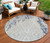 8' Navy Blue Beige And Sky Blue Round Medallion Washable Indoor Outdoor Area Rug