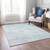 9' X 12' Aquamarine Aqua And Ivory Abstract Washable Indoor Outdoor Area Rug