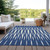 9' X 12' Navy Blue Gray And Ivory Geometric Washable Indoor Outdoor Area Rug
