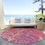 8' Blush Orange And Ivory Round Floral Washable Indoor Outdoor Area Rug