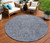 8' Navy Blue And Gray Round Southwestern Washable Indoor Outdoor Area Rug