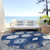 8' Navy Blue Ivory And Gray Round Southwestern Washable Indoor Outdoor Area Rug
