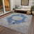 8' X 10' Navy Blue And Ivory Oriental Washable Indoor Outdoor Area Rug